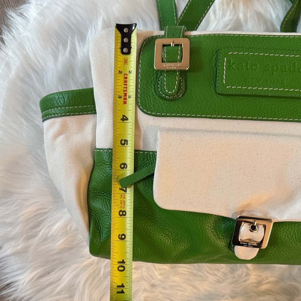 NWT Kate Spade Bridget Green Leather & Canvas Bag circa 2008 - Picture 13 of 15